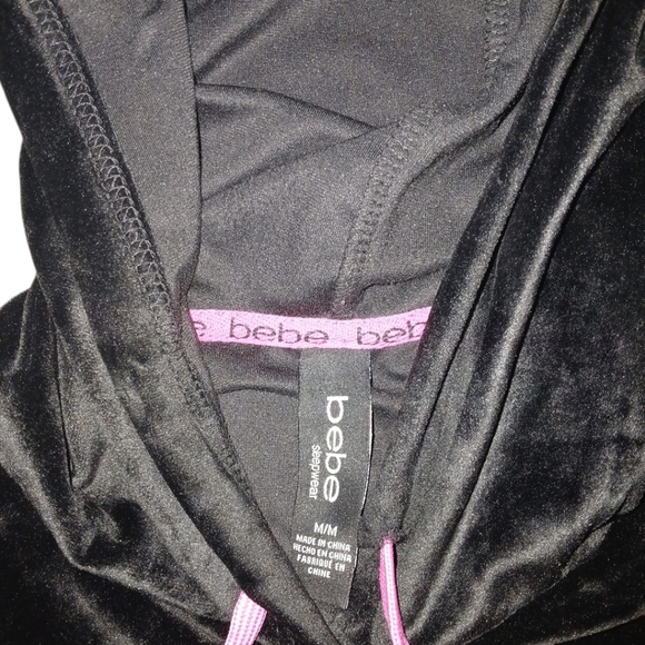 Bebe Black Hooded Sleepwear Dress with Pink Accents size medium Y2K vibes - Picture 4 of 4